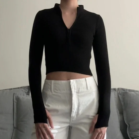 Zip Up Crop Ribbed - Picture 3 of 3